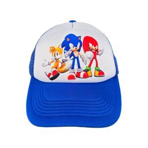 Sonic The Hedgehog Tails Knuckles Adjustable Snapback Trucker Cap Hat Sega Vtg